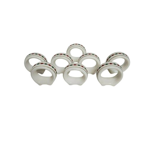 Vintage Christmas Porcelain Napkin Holders Set Of 8. - Picture 2 of 4